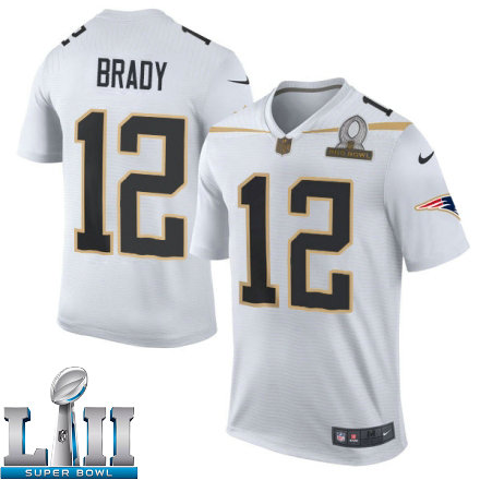Mens Nike New England Patriots Super Bowl LII 12 Tom Brady Elite White Team Rice 2016 Pro Bowl NFL Jersey