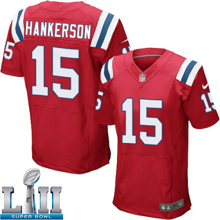 Mens Nike New England Patriots Super Bowl LII 15 Leonard Hankerson Elite Red Alternate NFL Jersey