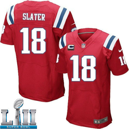 Mens Nike New England Patriots Super Bowl LII 18 Matthew Slater Elite Red Alternate C Patch NFL Jersey