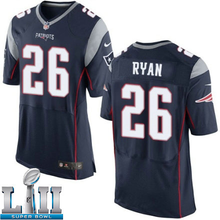 Mens Nike New England Patriots Super Bowl LII 26 Logan Ryan Elite Navy Blue Team Color NFL Jersey