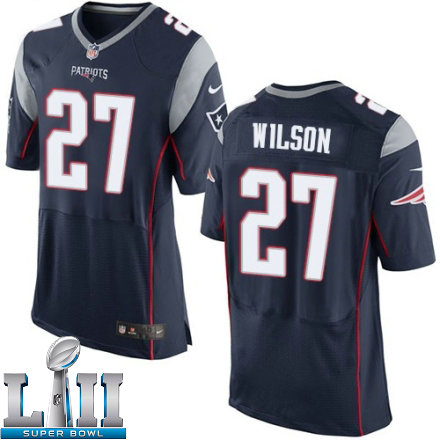 Mens Nike New England Patriots Super Bowl LII 27 Tavon Wilson Elite Navy Blue Team Color NFL Jersey