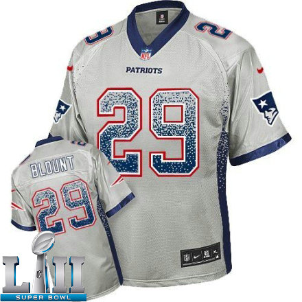 Mens Nike New England Patriots Super Bowl LII 29 LeGarrette Blount Elite Grey Drift Fashion NFL Jersey