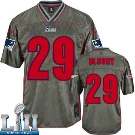 Mens Nike New England Patriots Super Bowl LII 29 LeGarrette Blount Elite Grey Vapor NFL Jersey