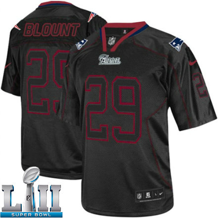 Mens Nike New England Patriots Super Bowl LII 29 LeGarrette Blount Elite Lights Out Black NFL Jersey
