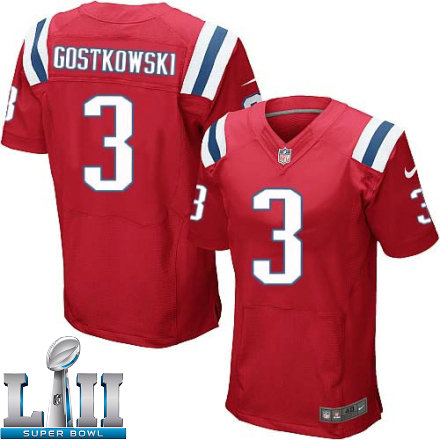 Mens Nike New England Patriots Super Bowl LII 3 Stephen Gostkowski Elite Red Alternate NFL Jersey