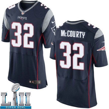 Mens Nike New England Patriots Super Bowl LII 32 Devin McCourty Elite Navy Blue Team Color NFL Jersey