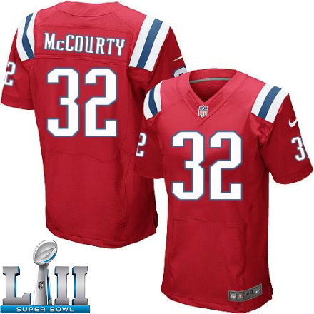 Mens Nike New England Patriots Super Bowl LII 32 Devin McCourty Elite Red Alternate NFL Jersey