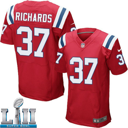 Mens Nike New England Patriots Super Bowl LII 37 Jordan Richards Elite Red Alternate NFL Jersey