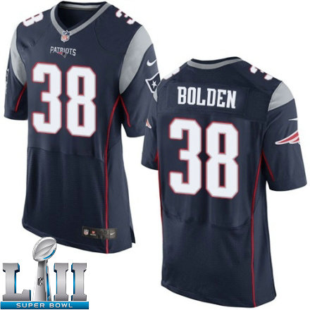 Mens Nike New England Patriots Super Bowl LII 38 Brandon Bolden Elite Navy Blue Team Color NFL Jersey