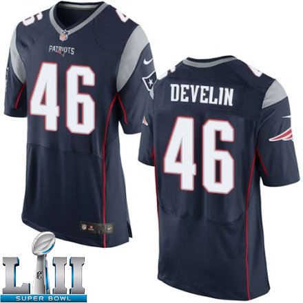 Mens Nike New England Patriots Super Bowl LII 46 James Develin Elite Navy Blue Team Color NFL Jersey