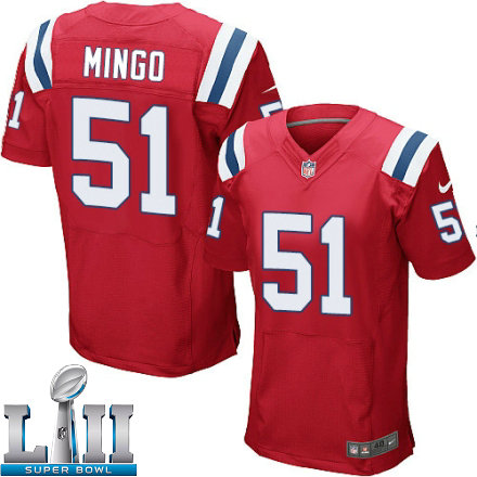 Mens Nike New England Patriots Super Bowl LII 51 Barkevious Mingo Elite Red Alternate NFL Jersey