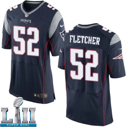 Mens Nike New England Patriots Super Bowl LII 52 Dane Fletcher Elite Navy Blue Team Color NFL Jersey