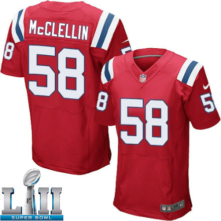 Mens Nike New England Patriots Super Bowl LII 58 Shea McClellin Elite Red Alternate NFL Jersey