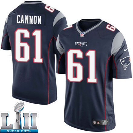 Mens Nike New England Patriots Super Bowl LII 61 Marcus Cannon Limited Navy Blue Team Color NFL Jersey