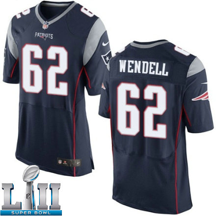Mens Nike New England Patriots Super Bowl LII 62 Ryan Wendell Elite Navy Blue Team Color NFL Jersey