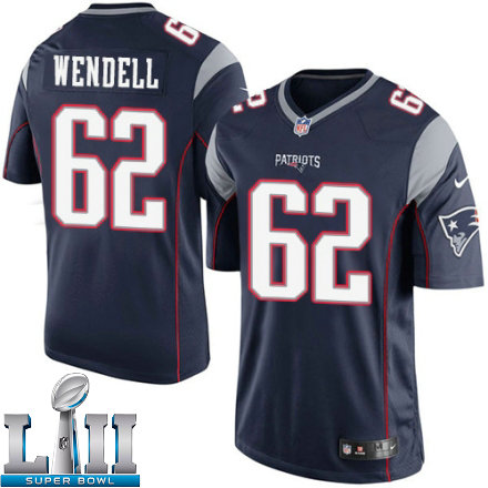Mens Nike New England Patriots Super Bowl LII 62 Ryan Wendell Limited Navy Blue Team Color NFL Jersey