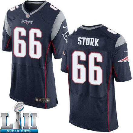 Mens Nike New England Patriots Super Bowl LII 66 Bryan Stork Elite Navy Blue Team Color NFL Jersey
