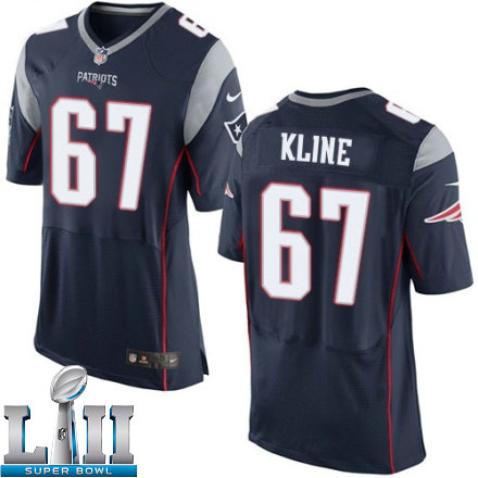 Mens Nike New England Patriots Super Bowl LII 67 Josh Kline Elite Navy Blue Team Color NFL Jersey