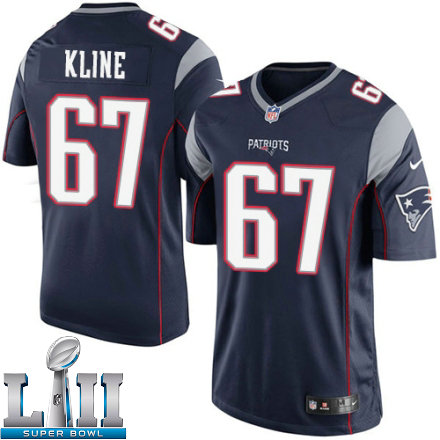 Mens Nike New England Patriots Super Bowl LII 67 Josh Kline Limited Navy Blue Team Color NFL Jersey