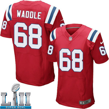Mens Nike New England Patriots Super Bowl LII 68 LaAdrian Waddle Elite Red Alternate NFL Jersey