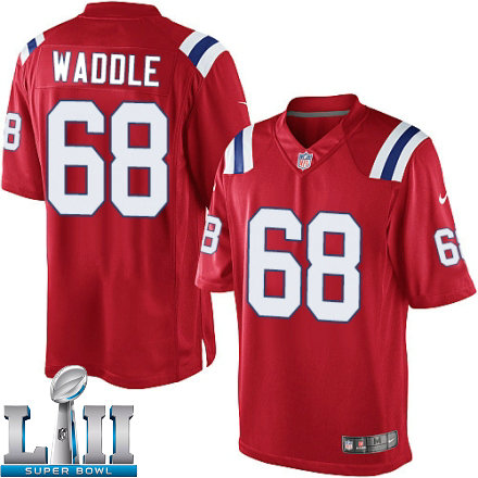 Mens Nike New England Patriots Super Bowl LII 68 LaAdrian Waddle Limited Red Alternate NFL Jersey