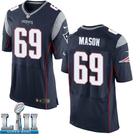 Mens Nike New England Patriots Super Bowl LII 69 Shaq Mason Elite Navy Blue Team Color NFL Jersey