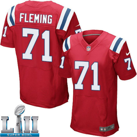 Mens Nike New England Patriots Super Bowl LII 71 Cameron Fleming Elite Red Alternate NFL Jersey