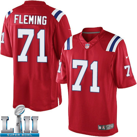 Mens Nike New England Patriots Super Bowl LII 71 Cameron Fleming Limited Red Alternate NFL Jersey
