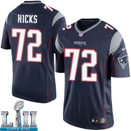 Mens Nike New England Patriots Super Bowl LII 72 Akiem Hicks Limited Navy Blue Team Color NFL Jersey