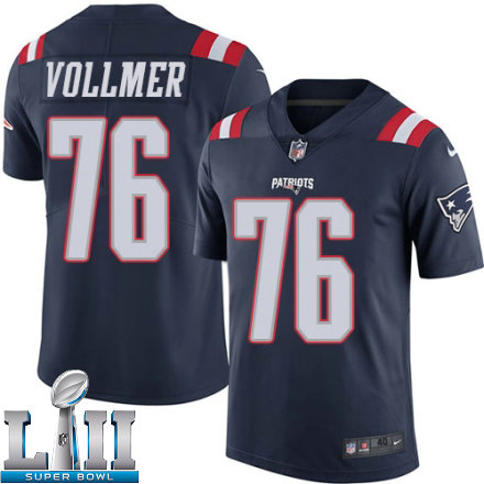 Mens Nike New England Patriots Super Bowl LII 76 Sebastian Vollmer Elite Navy Blue Rush NFL Jersey