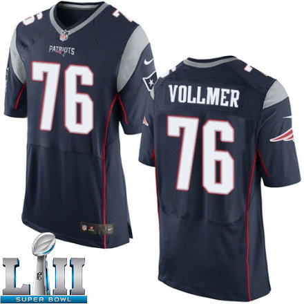 Mens Nike New England Patriots Super Bowl LII 76 Sebastian Vollmer Elite Navy Blue Team Color NFL Jersey
