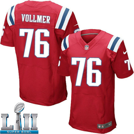Mens Nike New England Patriots Super Bowl LII 76 Sebastian Vollmer Elite Red Alternate NFL Jersey