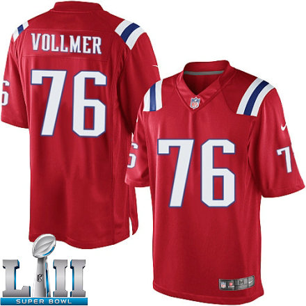 Mens Nike New England Patriots Super Bowl LII 76 Sebastian Vollmer Limited Red Alternate NFL Jersey