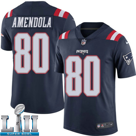 Mens Nike New England Patriots Super Bowl LII 80 Danny Amendola Limited Navy Blue Rush NFL Jersey
