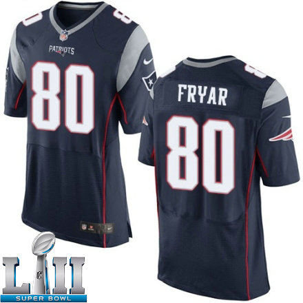 Mens Nike New England Patriots Super Bowl LII 80 Irving Fryar Elite Navy Blue Team Color NFL Jersey