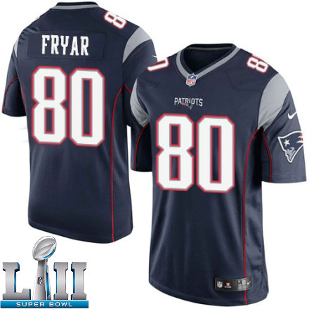 Mens Nike New England Patriots Super Bowl LII 80 Irving Fryar Limited Navy Blue Team Color NFL Jersey