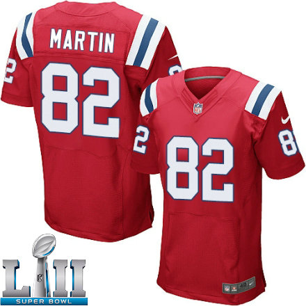 Mens Nike New England Patriots Super Bowl LII 82 Keshawn Martin Elite Red Alternate NFL Jersey