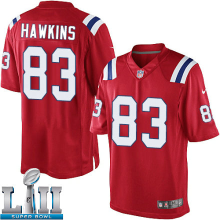 Mens Nike New England Patriots Super Bowl LII 83 Lavelle Hawkins Limited Red Alternate NFL Jersey