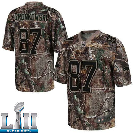 Mens Nike New England Patriots Super Bowl LII 87 Rob Gronkowski Limited Camo Realtree NFL Jersey
