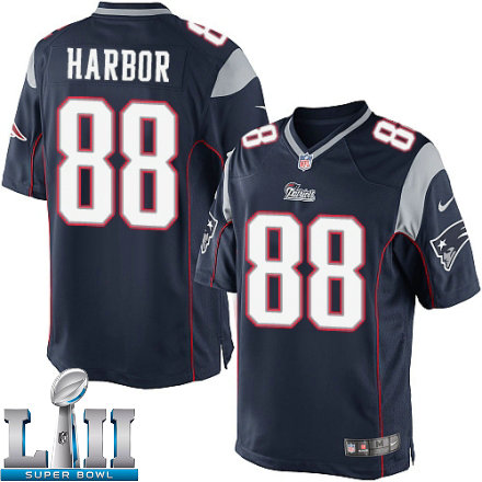 Mens Nike New England Patriots Super Bowl LII 88 Clay Harbor Limited Navy Blue Team Color NFL Jersey