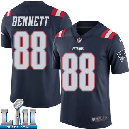 Mens Nike New England Patriots Super Bowl LII 88 Martellus Bennett Elite Navy Blue Rush NFL Jersey