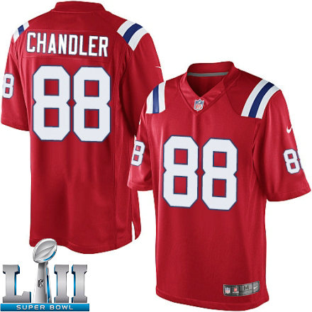 Mens Nike New England Patriots Super Bowl LII 88 Scott Chandler Limited Red Alternate NFL Jersey
