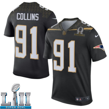 Mens Nike New England Patriots Super Bowl LII 91 Jamie Collins Elite Black Team Irvin 2016 Pro Bowl NFL Jersey