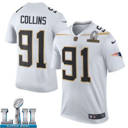 Mens Nike New England Patriots Super Bowl LII 91 Jamie Collins Elite White Team Rice 2016 Pro Bowl NFL Jersey