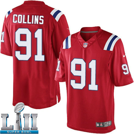 Mens Nike New England Patriots Super Bowl LII 91 Jamie Collins Limited Red Alternate NFL Jersey