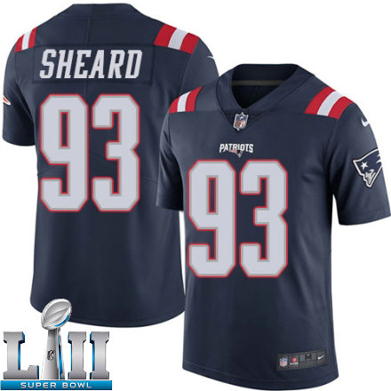 Mens Nike New England Patriots Super Bowl LII 93 Jabaal Sheard Limited Navy Blue Rush NFL Jersey