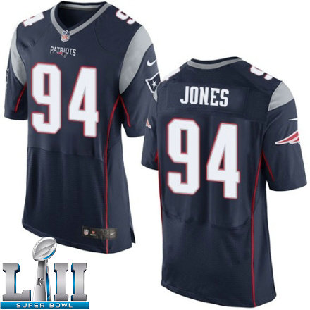 Mens Nike New England Patriots Super Bowl LII 94 Chris Jones Elite Navy Blue Team Color NFL Jersey