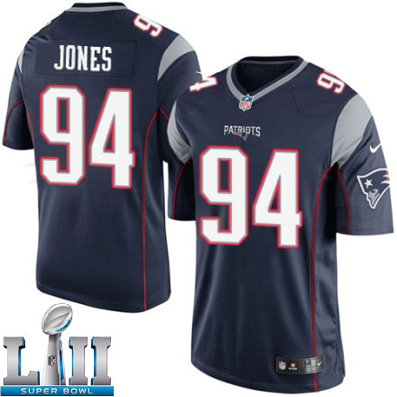 Mens Nike New England Patriots Super Bowl LII 94 Chris Jones Limited Navy Blue Team Color NFL Jersey