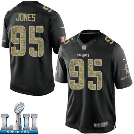 Mens Nike New England Patriots Super Bowl LII 95 Chandler Jones Elite Black Salute to Service NFL Jersey