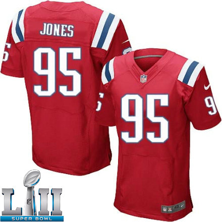 Mens Nike New England Patriots Super Bowl LII 95 Chandler Jones Elite Red Alternate NFL Jersey